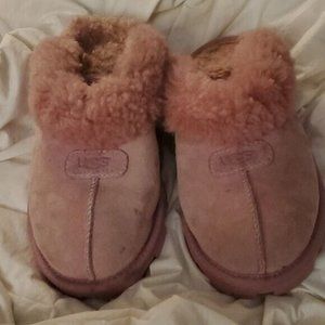 Pink Leather Ugg Slippers House Shoes Women's Size 6 WOMAN'S